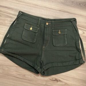 Cider Women's Green military olive denim Shorts size xl 17” waist